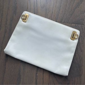 Vintage Ferragamo Wanda White Leather Clutch